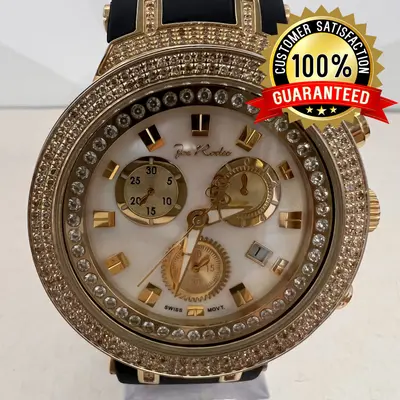 Joe Rodeo Master Men's Diamond Watch, 2.20ct Genuine Diamonds, Yellow Dial, 46mm - Thumbnail 3
